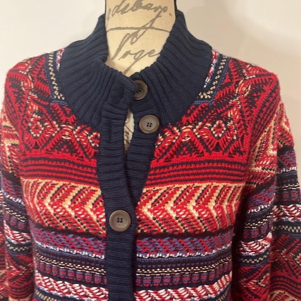 St. John’s Bay textured button front long cardigan duster sweater - Picture 4 of 9